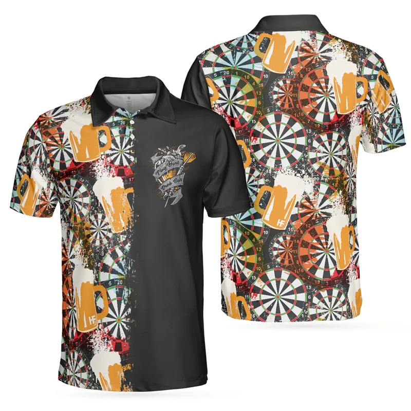 Beer And Sport Pattern Polo Shirt Men's Clothing Funny 3D Printed Fashion Shirts Outdoor Golf Skeleton Pattern 2025 New Tee Top