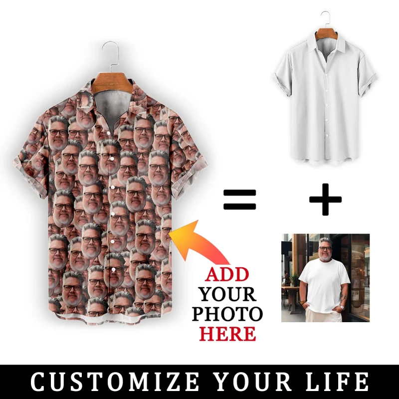 Customized Face Hawaiian Shirt Personalized Tops Summer Men Women Oversized Shirts Custom Design Beach Party Birthday Present - Image 6