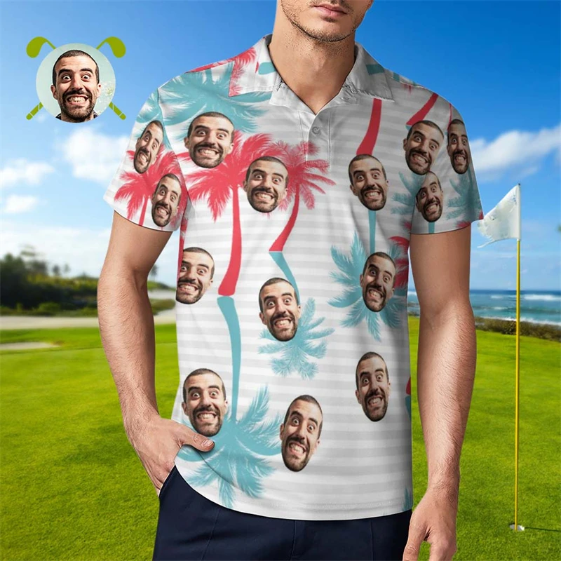 Unisex Custom Photo Polo Shirt 3D Diy Golf Polo Outdoor Streetwear Short Sleeve Turndown Shirts Short Sleeve Design Lapel Polo