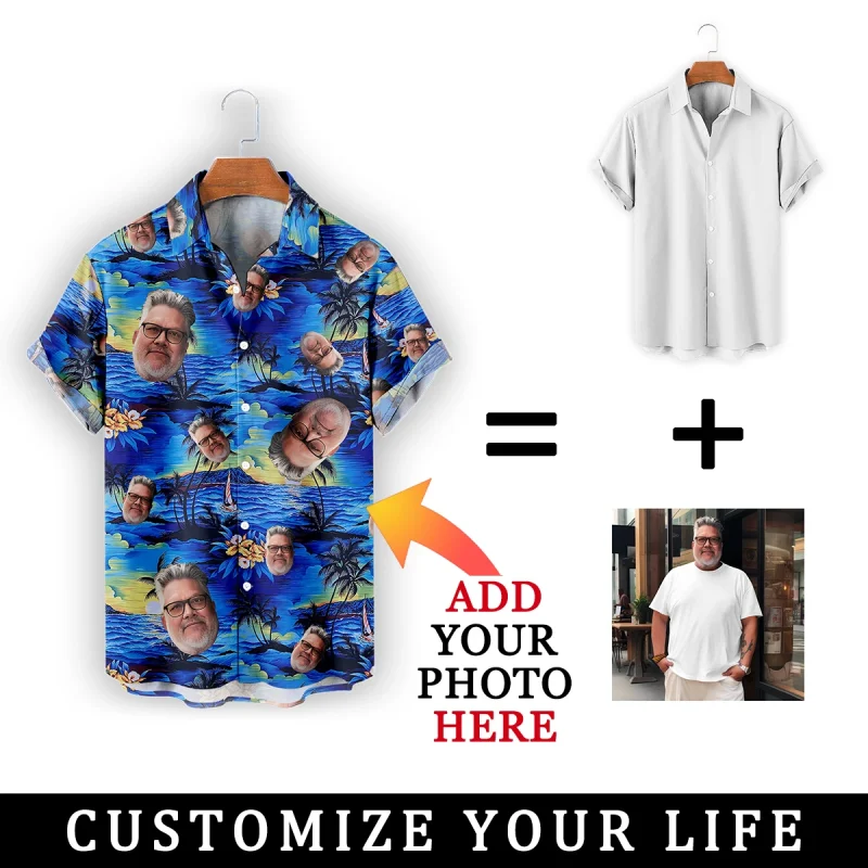 Customized Face Hawaiian Shirt Personalized Tops Summer Men Women Oversized Shirts Custom Design Beach Party Birthday Present - Image 4