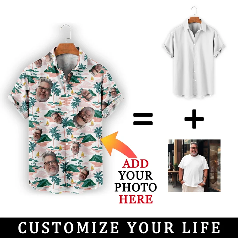 Customized Face Hawaiian Shirt Personalized Tops Summer Men Women Oversized Shirts Custom Design Beach Party Birthday Present - Image 3